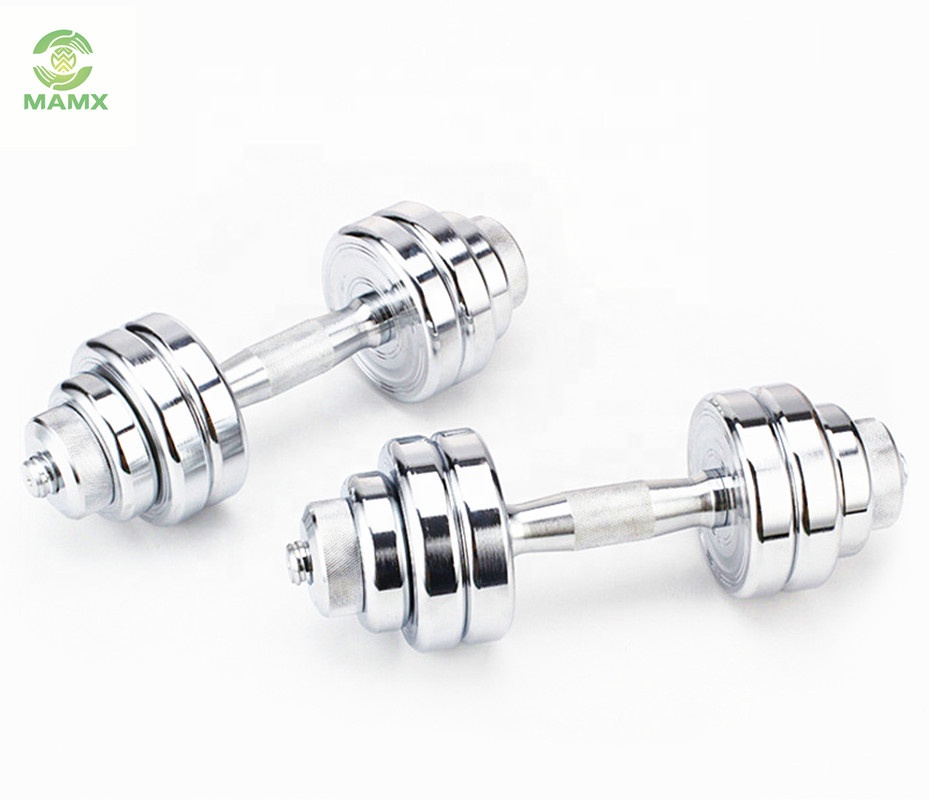 New product silver Equipment chrome rotating gym equipment adjustable dumbbells