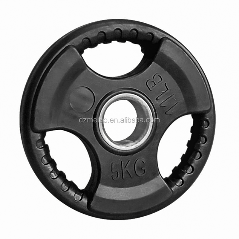 Rubber coated cast iron hand grab barbell plates