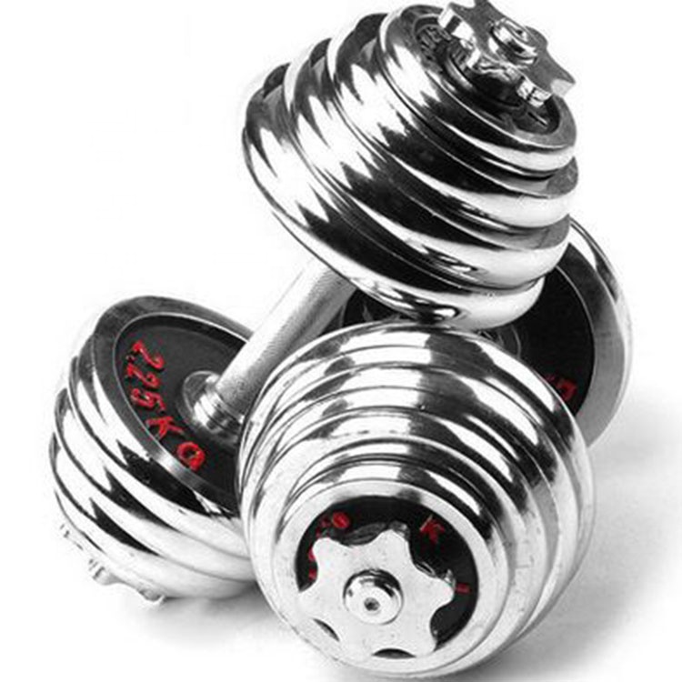 Men arm strength equipment 50kg chrome dumbbell set use for gym