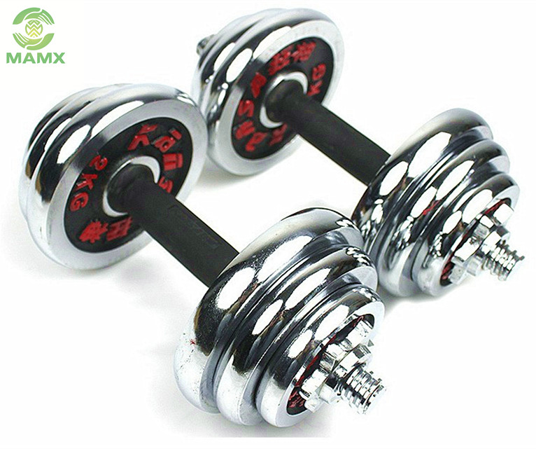 Chrome weight lifting gym adjustable dumbbell set
