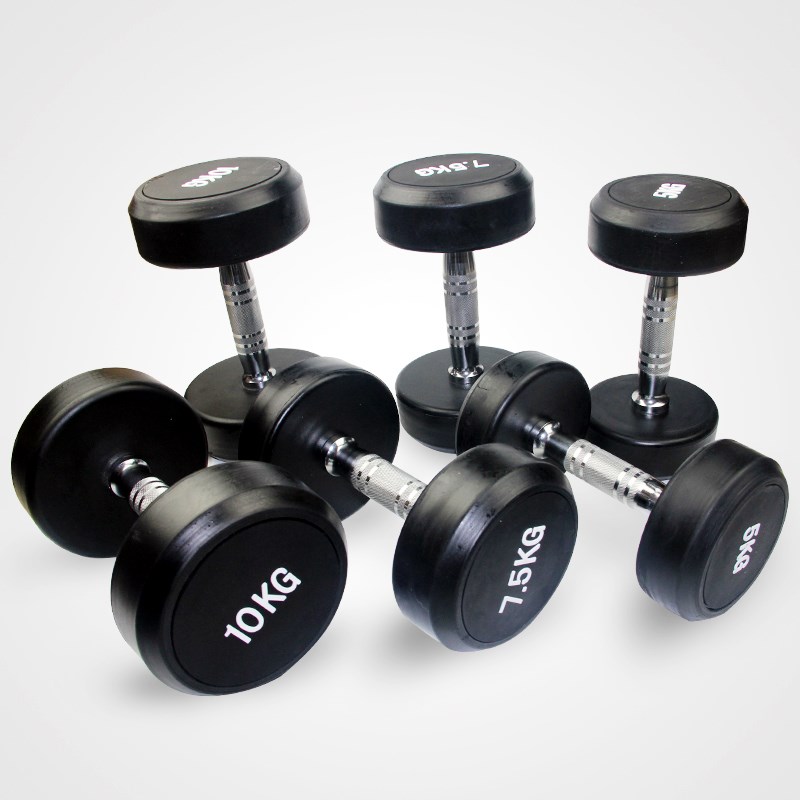 Custom logo available commerical rubber   coated dumbbell for sale
