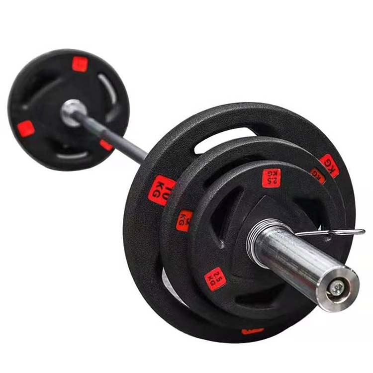 High reputation Barbell Bumper Plate - Hand grip  tri grip 3 holes black rubber coated speed bumper  barbell weight plate – Meiao