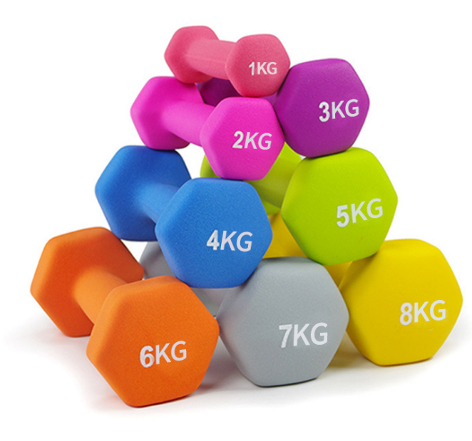 2021 hot selling high quality cast iron colorful neoprene fix rubber dumbbell