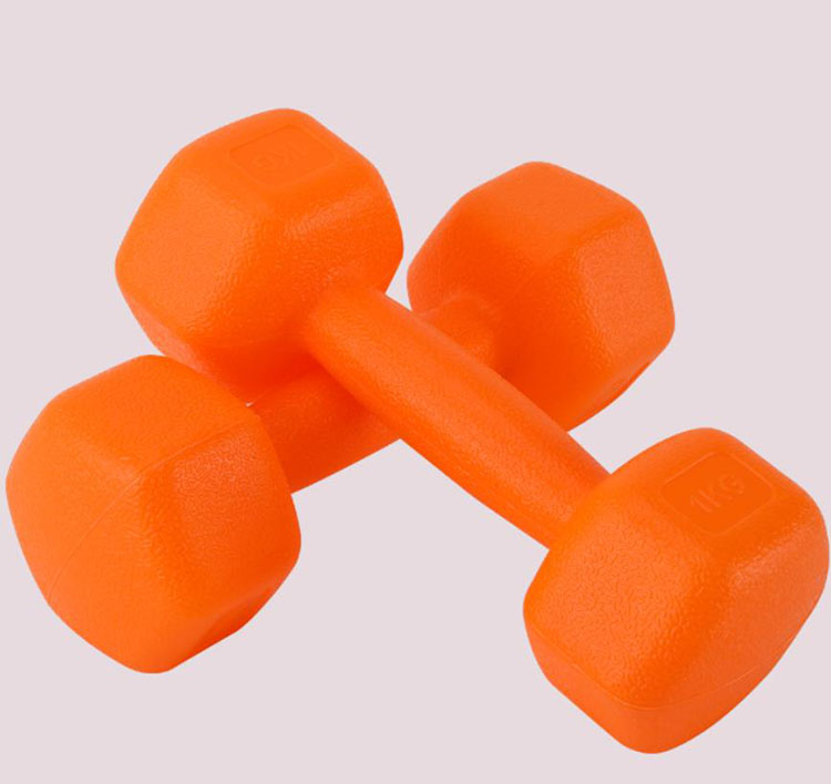 Colorful Hexagon Plastic Cement Dumbbell for women Home Fitness