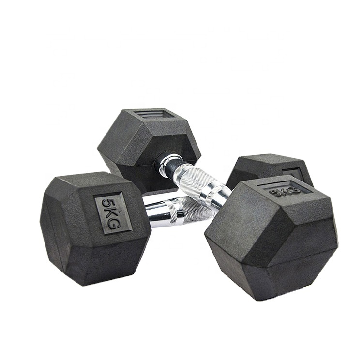 Wholesale Gym High Quality Weight Rubber Coated Hex Dumbbells Set