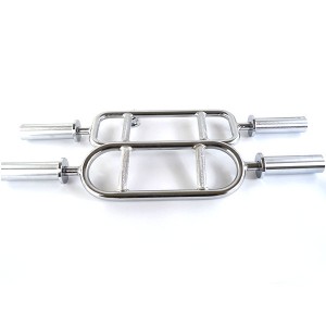 Gym weight lifting square trap barbell bar 2″ Olympic chrome tricep bar