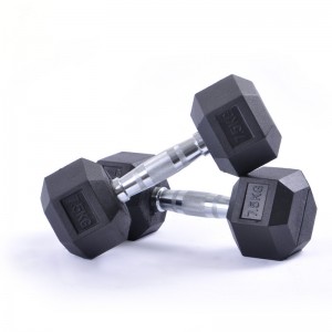 China factory supply Gym home use hex rubber dumbbell with different specifications