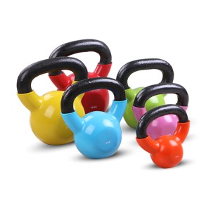 China Weightlifting equipment Shiny Colorful Custom Cast Iron Vinyl Kettle Bell 18 Kg