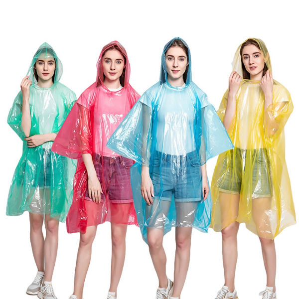 Disposable PE rain poncho for adults waterproof