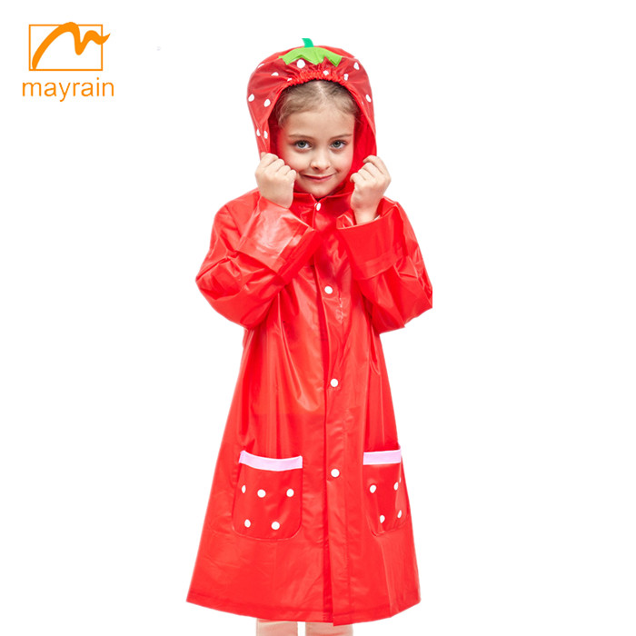 Professional factory custom children raincoat waterproof weatherproof rain coat with hood cartoon printed long raincoats