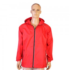 Factory making Fishing Raincoat - Good quality Reflective piping Red color OEM men’s rain jacket and windbreaker – Mayrain