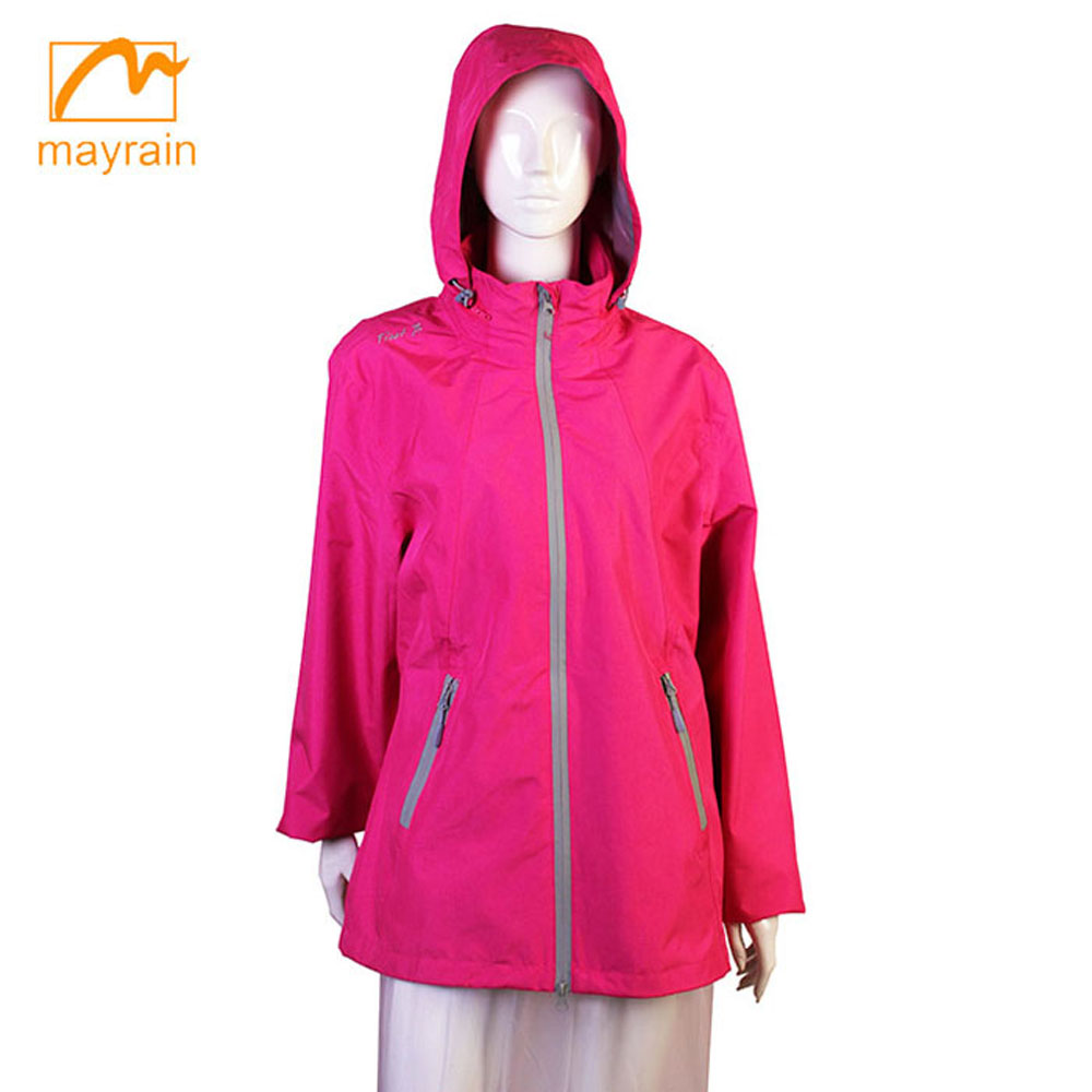 Highly quality material pongee with PU coating waterproof ladies jacket