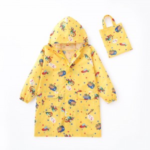 Factory Price Rain Coats And Rain Boots For Children Sets - Full print cartoon printing reflective outdoor lovely yellow long waterproof windproof children’s raincoat – Mayrain