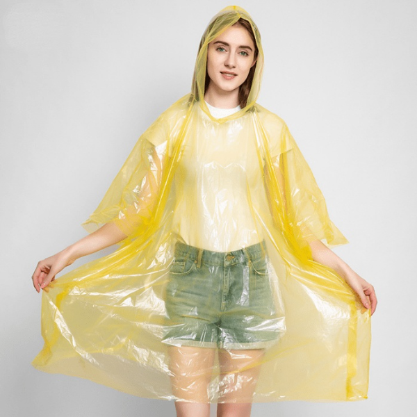 Disposable PE rain poncho for adults waterproof