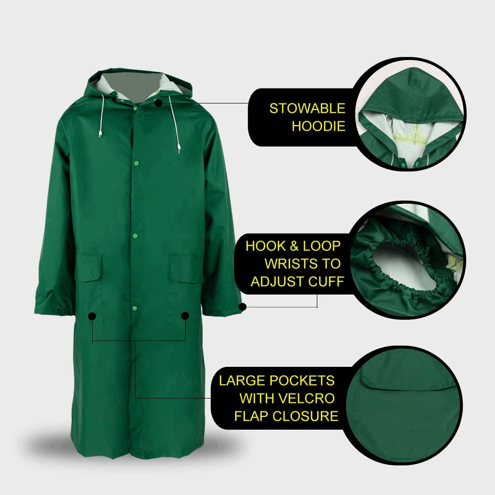 high quality long raincoat with pocket waterproof rain coat long jacket