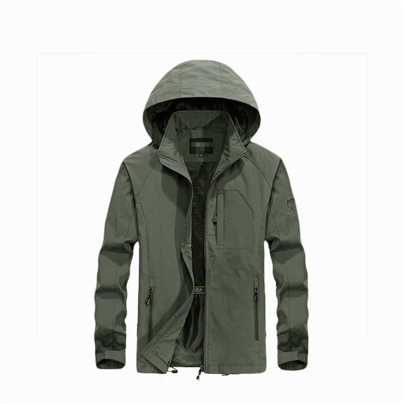 Polyester windbreaker outdoor and hooded rain jacket