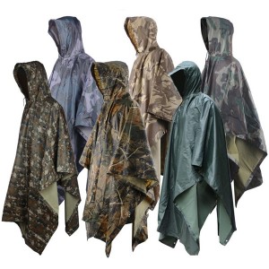 Cheap price Military Raincoat - Army polyester military camouflage rain poncho – Mayrain