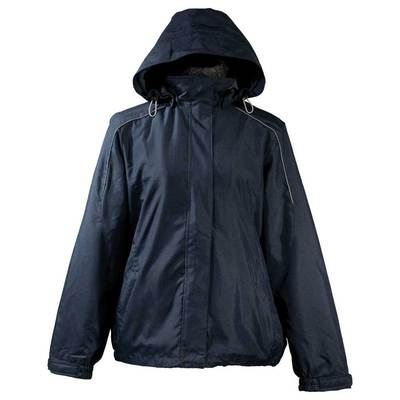warm and waterproof jacket with removable fleece liner and detachable hood