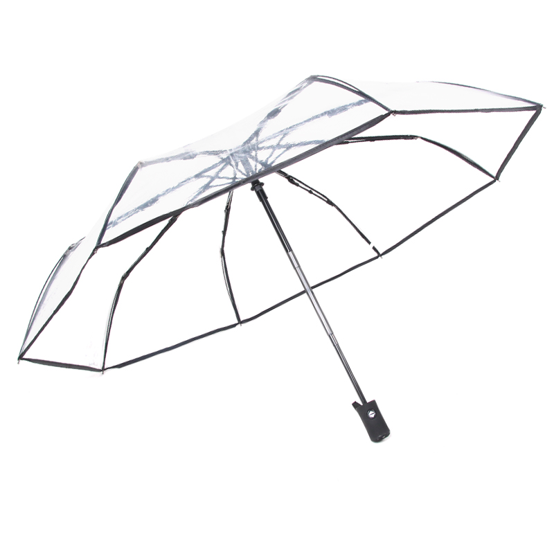 Three-folding POE clear umbrella transparent