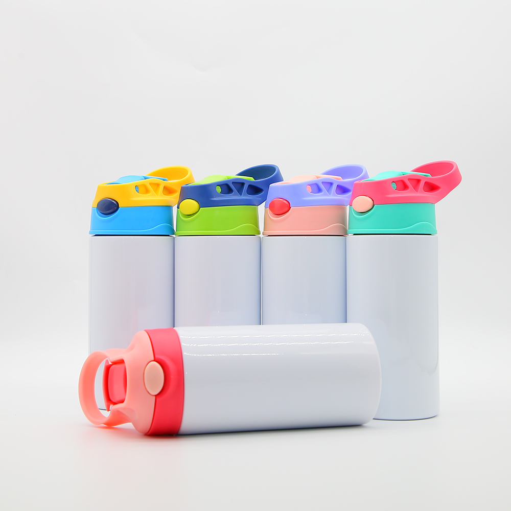 12oz wholesale sublimation kids water bottle with pop-up lids-30pcs