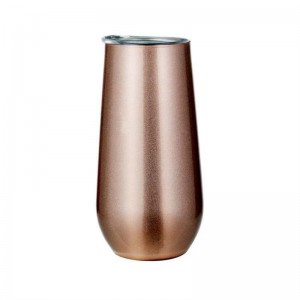 Wholesale 6oz Wine Tumbler Cups Stainless Steel Vacuum Insulated Double Walled 6oz Rose Gold Wine Tumbler with Lids