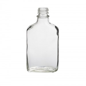 200ml Clear Flat Glass Spirit Bottle with Metal Lid