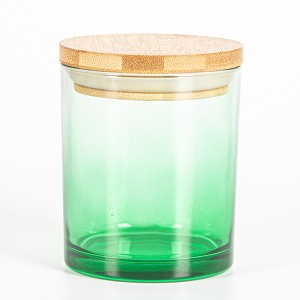 Scented 8OZ 9OZ Matte Green Glass Candle Jar with Bamboo Lid