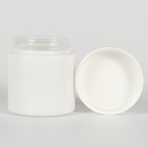 3.5G Straight Side White Glass Jar with Childproof Lid