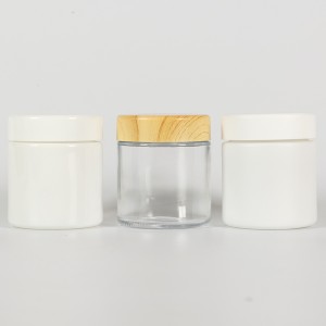 3.5G Straight Side White Glass Jar with Childproof Lid