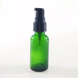 20-400 Neck Green Glass Bottle with Black Lotion Pump