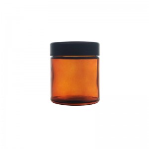 3.5g Labelled Premium Amber Glass Jar with Black Childproof Lid