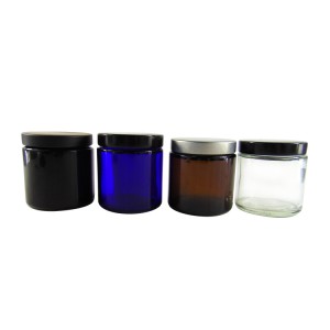 MBK Packaging 4oz clear straight side glass jar with metal lid