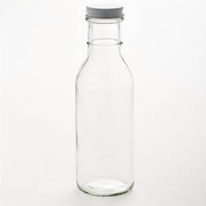 12 oz Clear Glass Round Long Ring Neck Sauce Bottle