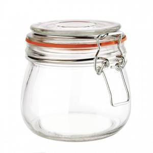 16OZ 500ml Clear Glass Clip Jar for Food Stoarge