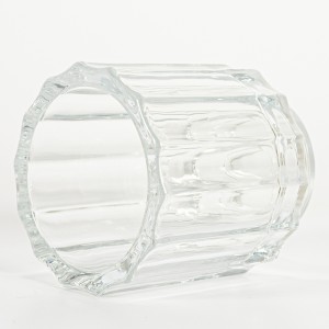 6OZ Ribbed Heavy Thickness Glass Candle Jar with Glass Lid