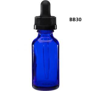 2OZ Boston Cobalt Blue Glass Dropper Bottle with Pipette Lid