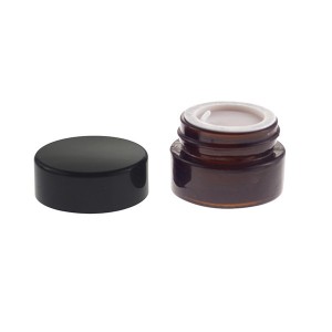 Wholesale Wide Mouth Mason Jar Lid - MBK Packaging Amber Glass 5ml Thick Wall Balm Jars with Black Smooth Lid – Menbank