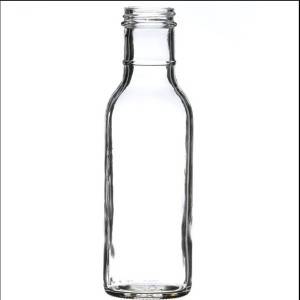 12 oz Clear Glass Round Long Ring Neck Sauce Bottle