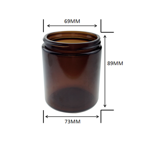 MBK Packaging 8oz amber straight side glass jar with black smooth lid
