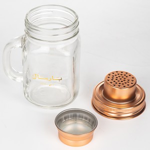 304 Stainless Steel Rose Gold Mason Jar Cocktail Shaker Lid