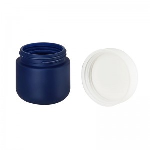 20 dram Matte Blue Round Base Glass Jar with Dome Childproof Lid