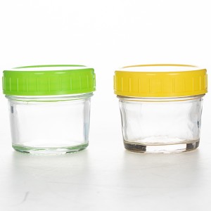 4OZ Baby Food Glass Mason Jar With Colored Plastic Lids