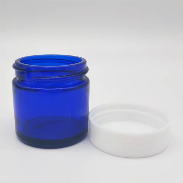 China OEM Glass Kitchen Storage - MBK Packaging  30ml 1OZ Cobalt Blue Glass Lotion Jar with white plastic lid – Menbank
