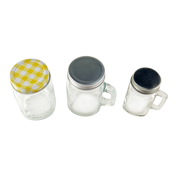 OEM Customized Pint Glass Jar - 120ml 4oz Small Glass Spice Mason Jar Set with Lid and  Handle – Menbank