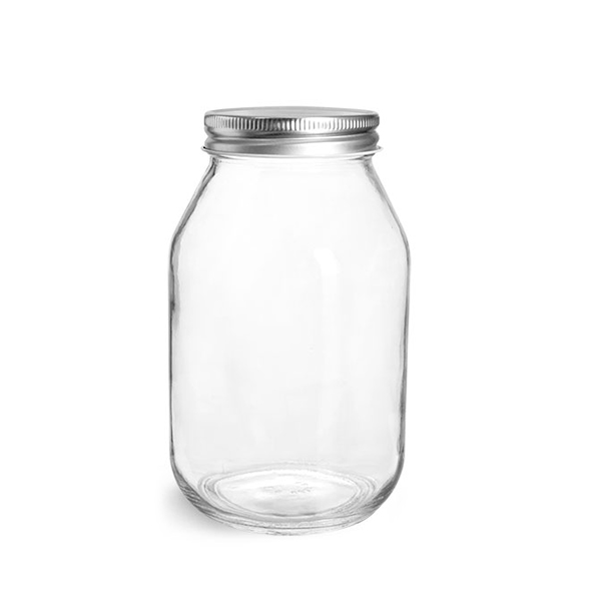 32oz Glass Economy Mason Jar with Silver Lid Featured Image