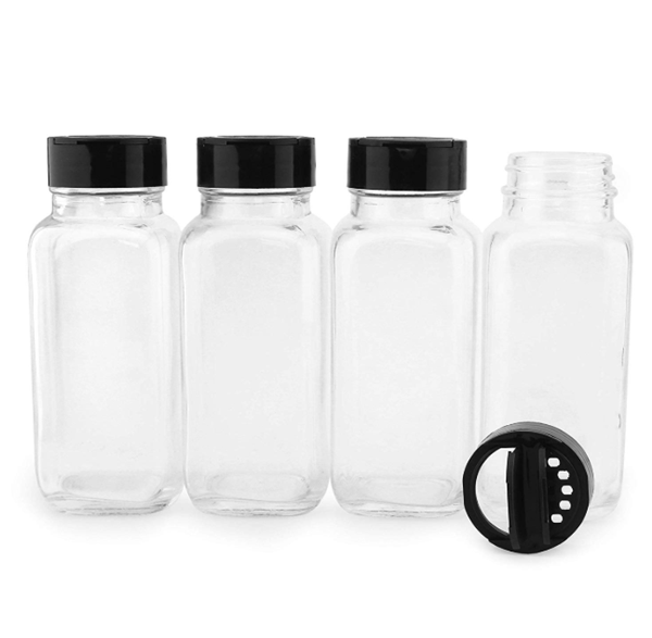 Factory supplied 16oz Glass Bottle - 8OZ  French Square Spice Bottle with Shaker Pourer Lid – Menbank
