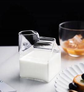 Creative Glass Novelty Milk Coffee Juice Cartons Creamer