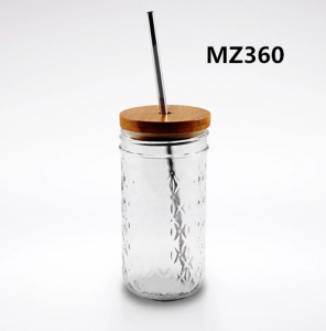 Wholesale Wide Mouth Mason Jar Lid - Classic Bamboo 1 Pint Quilted Crystal Glass Mason Jar Tumbler with Lid – Menbank