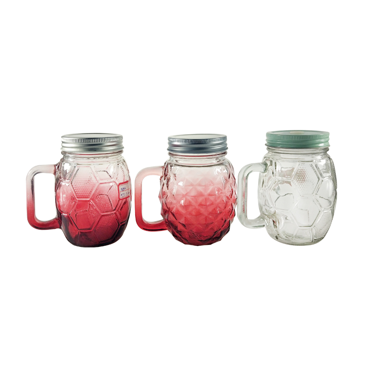 Hot sale Regular Mouth Mason Jar Lid - Pineapple Football Glass Drinking Mason Jar Set with Handle with lid and hole – Menbank