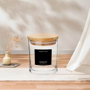 10OZ Glass Candle Jar with Bamboo Lid